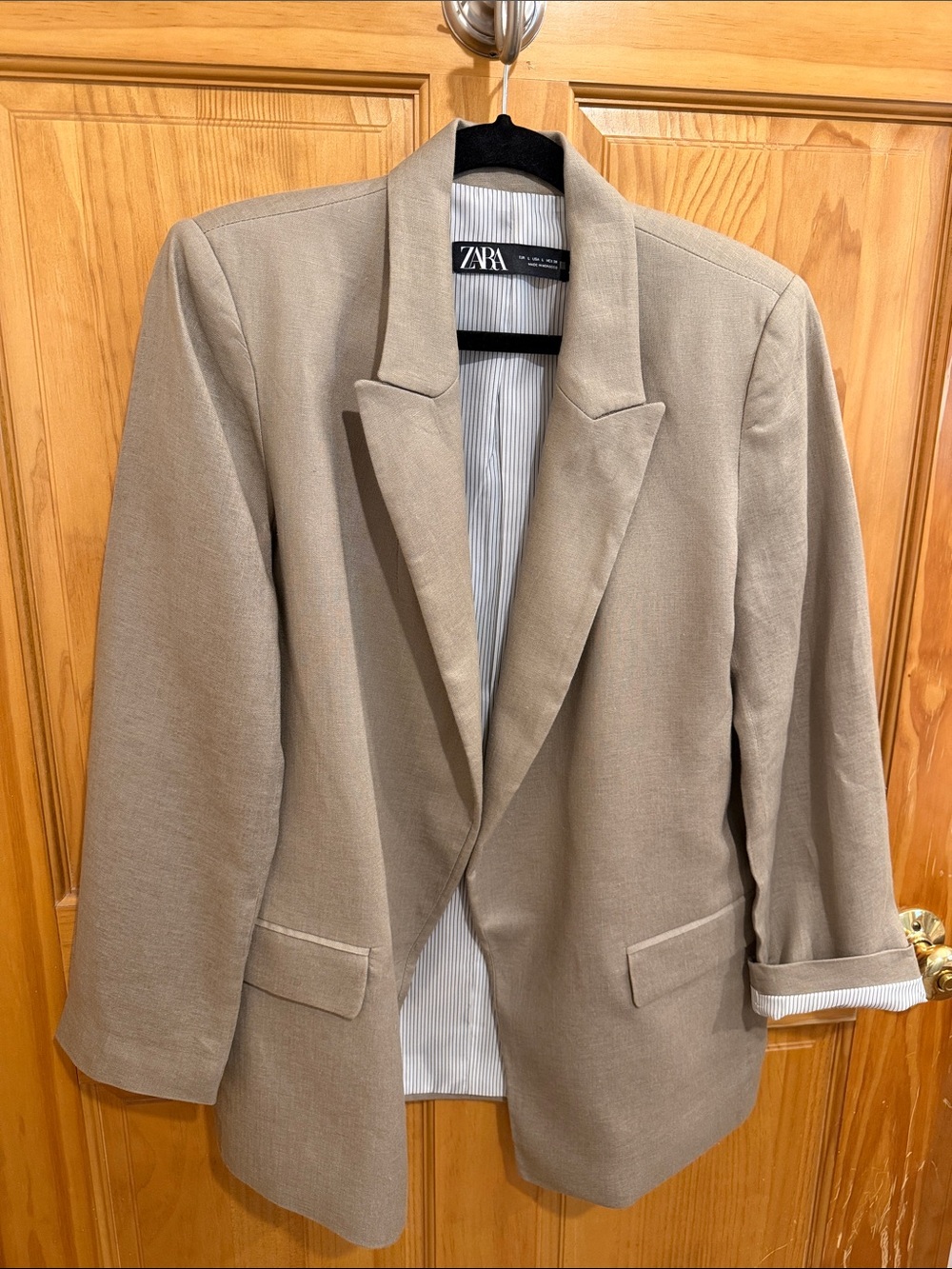 ZARA Men's Beige Taupe Blazer - Classic Notch Lapel Jacket